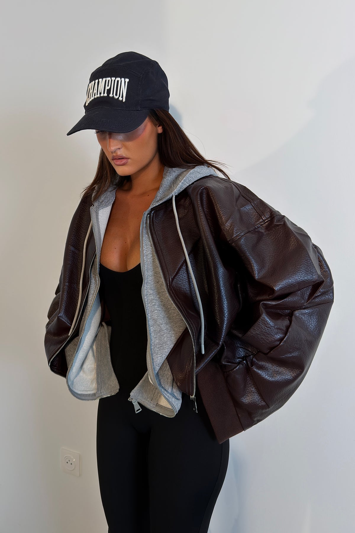 Veste sweat extra loose - chocolate foncé