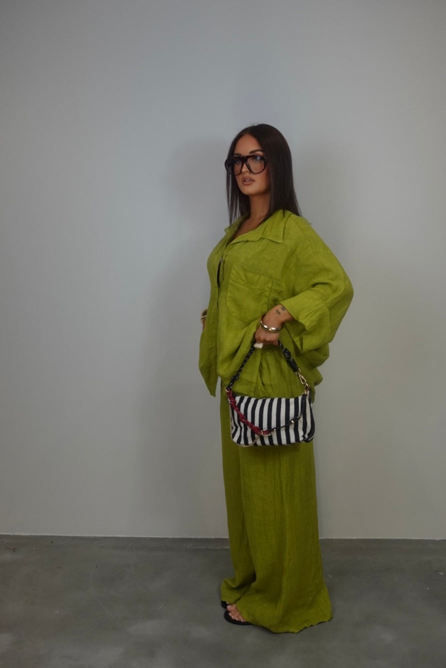 Ensemble en lin - vert olive