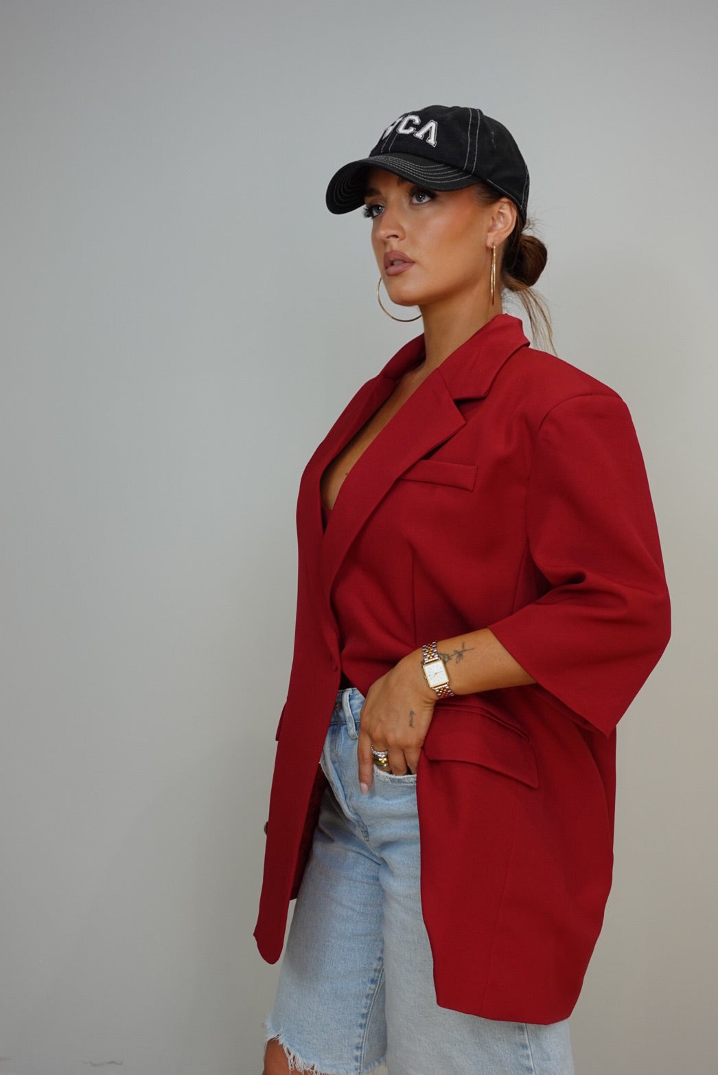 Blazer manches courtes loose - rouge