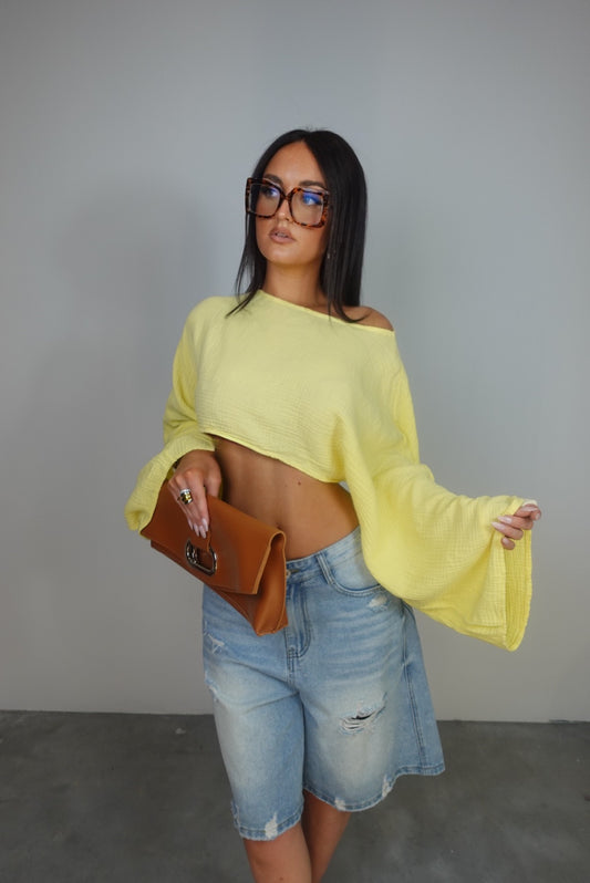 Haut fluide gaze de coton - jaune