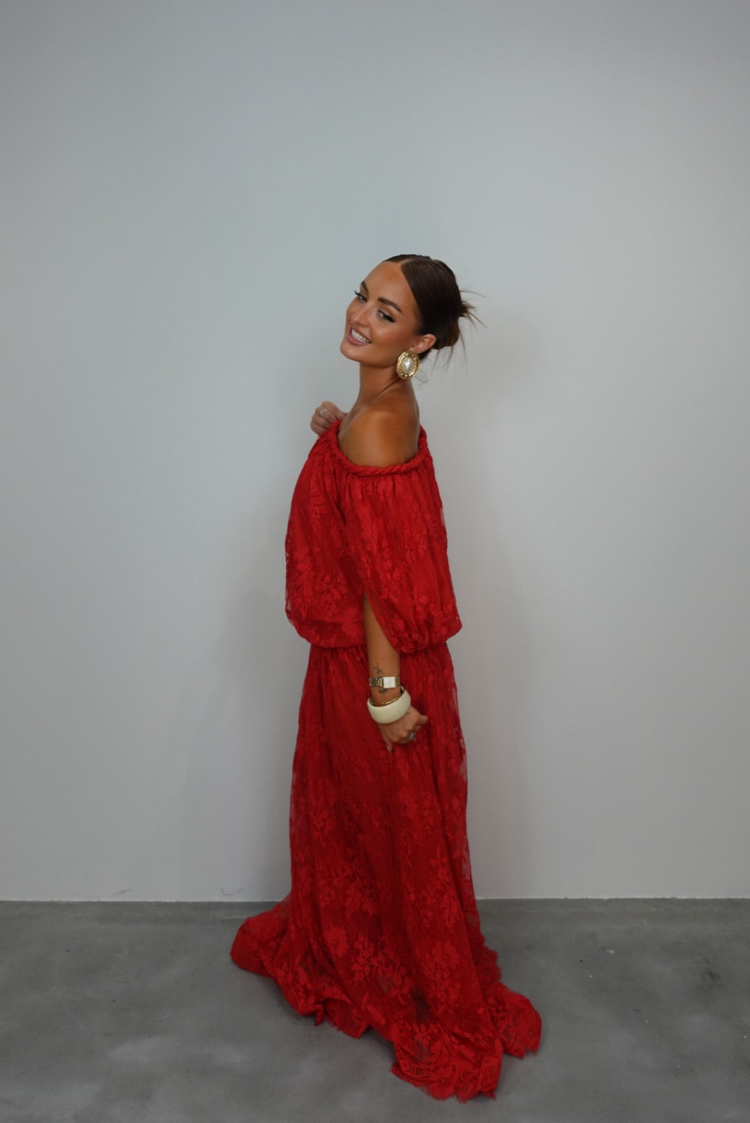 Robe dentelle premium - rouge