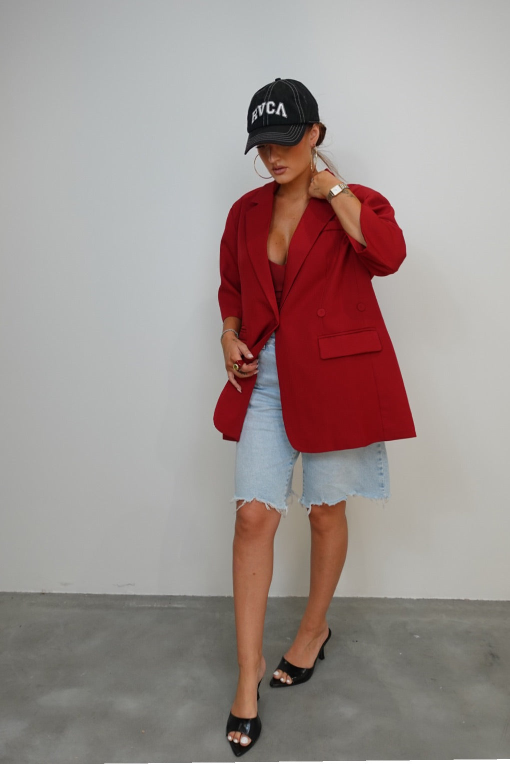 Blazer manches courtes loose - rouge