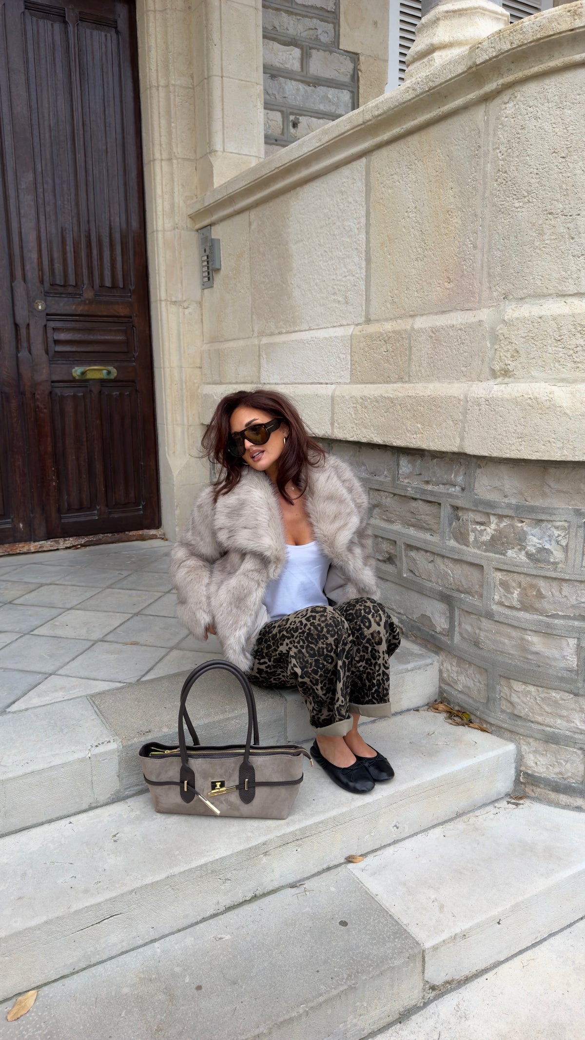Fausse fourrure courte  - taupe