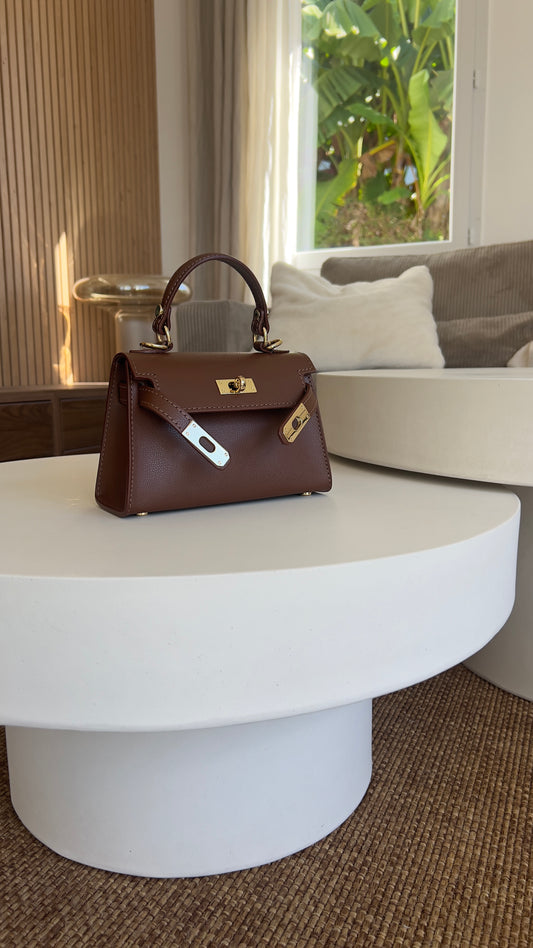 Sac inspiration en cuir - chocolat