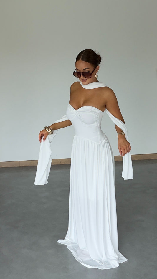 Robe bustier écharpe - blanche