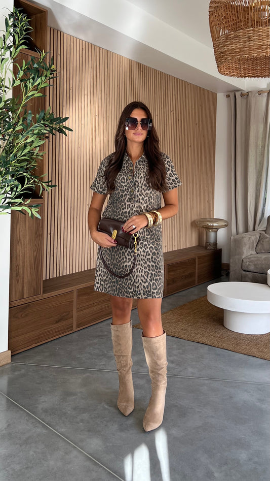 Robe courte léopard