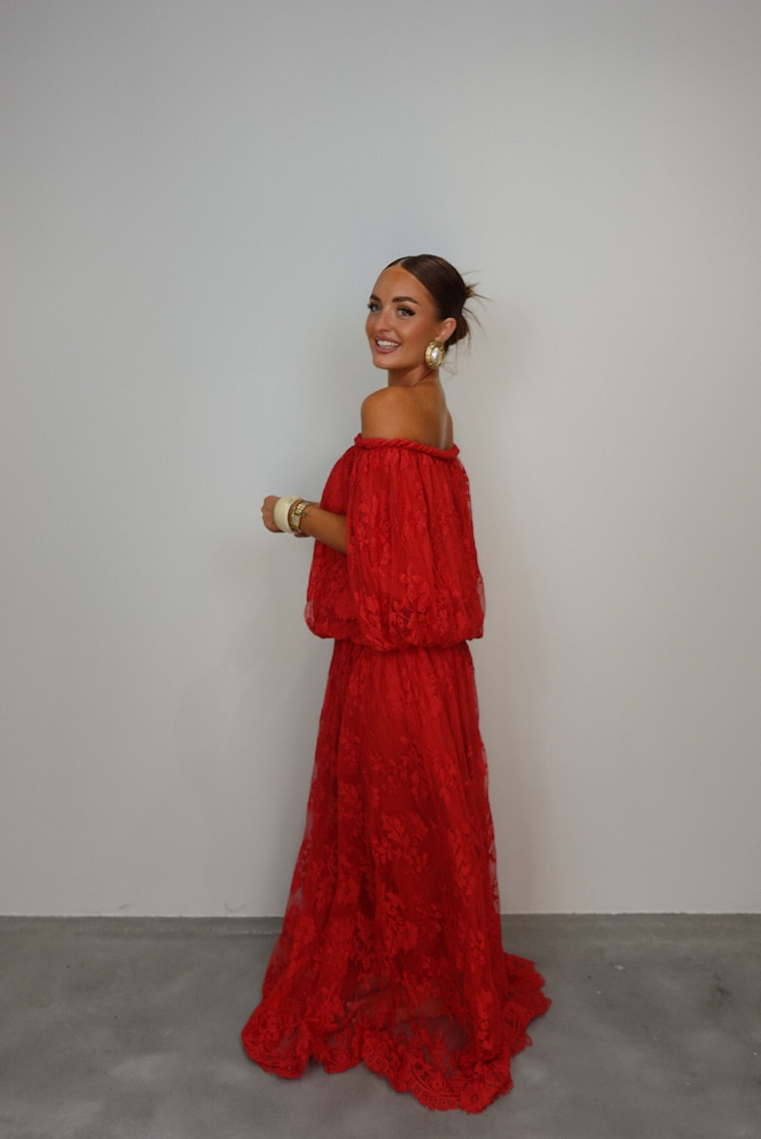 Robe dentelle premium - rouge