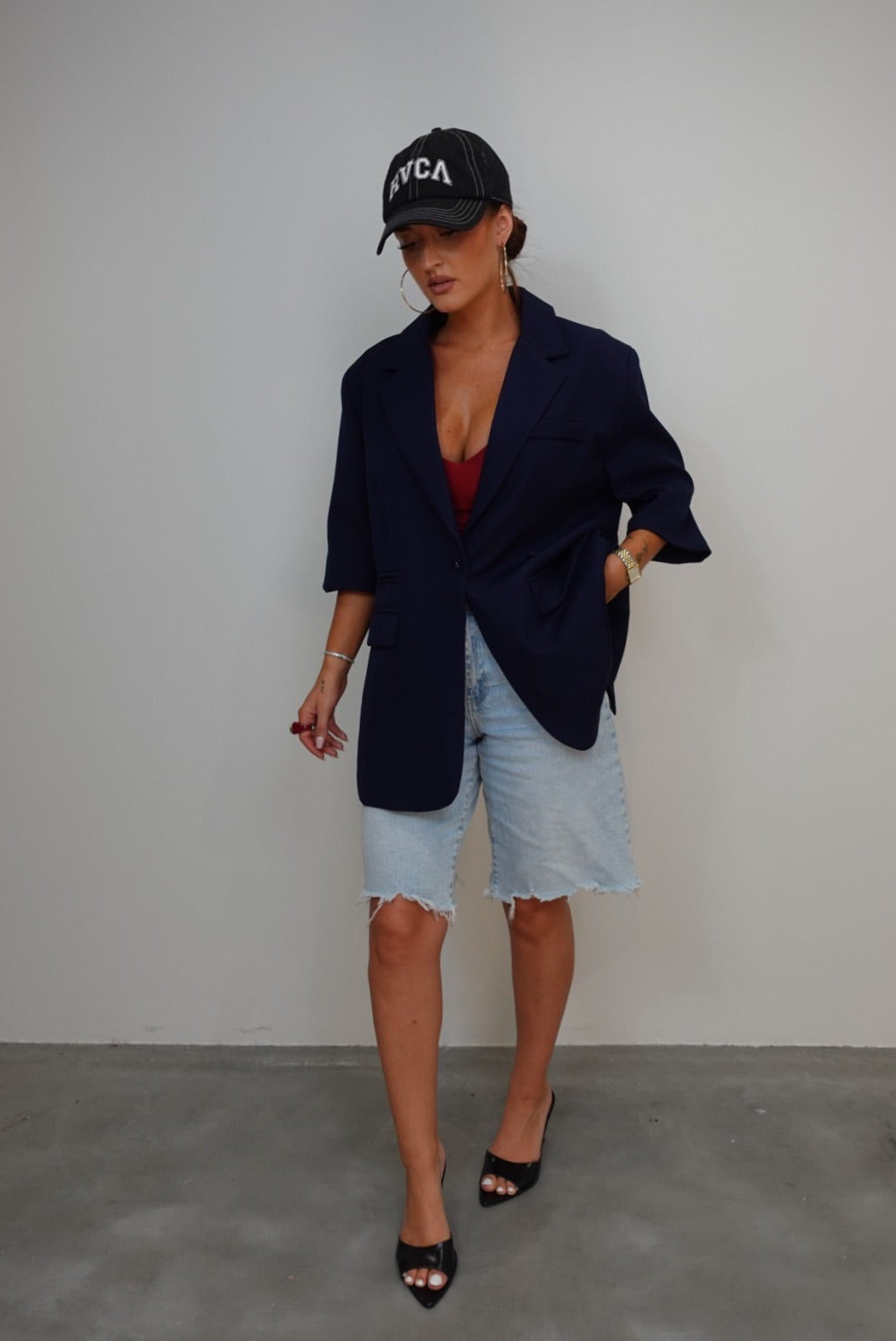 Blazer manches courtes loose - bleu marine