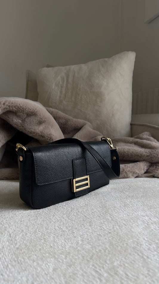 Sac baguette en cuir - noir
