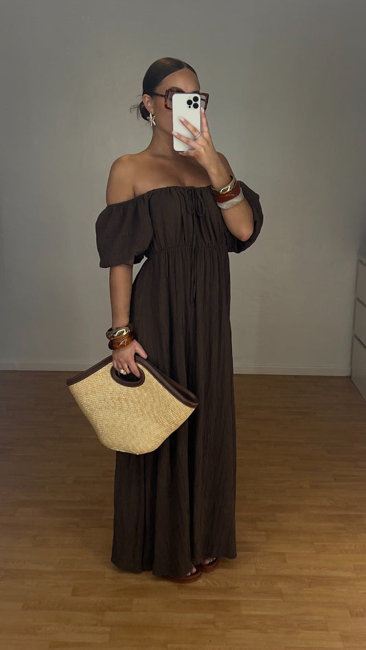 Robe manches bohème - chocolat