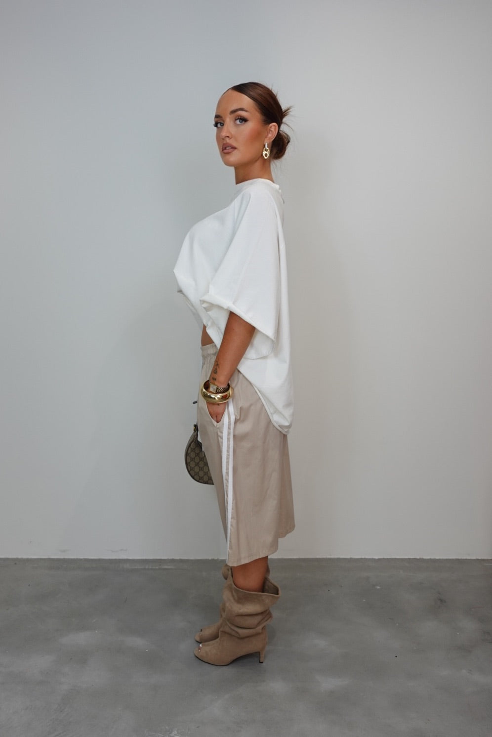 Bermuda à bandes - beige