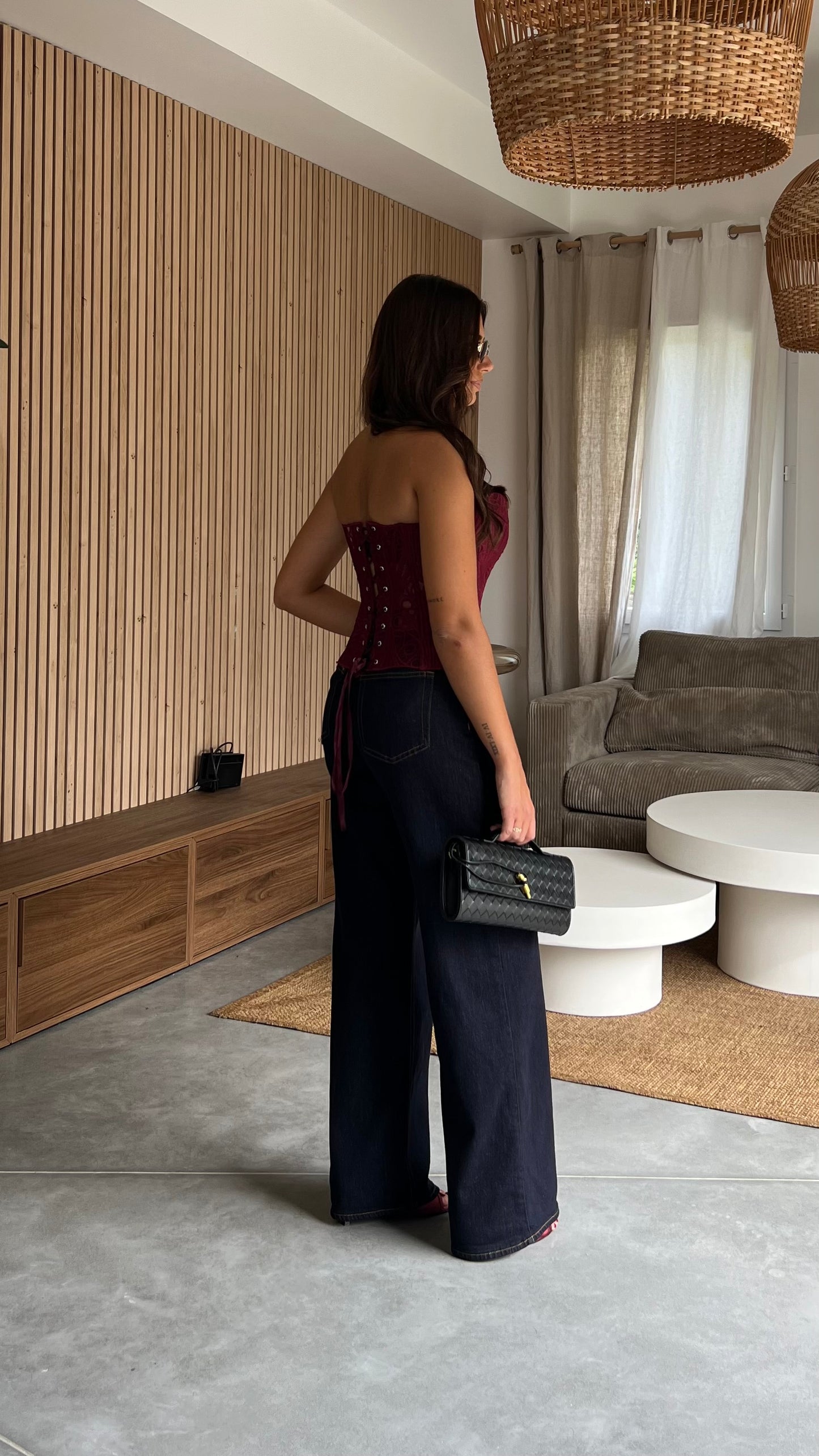 Corset en dentelle - bordeaux