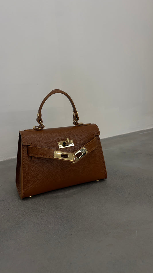 Sac en cuir H - cognac