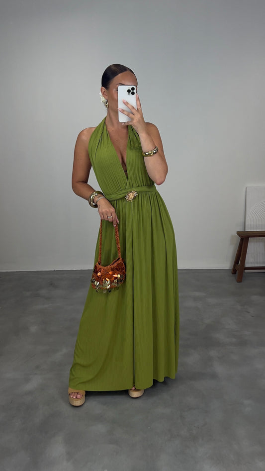 Robe longue SOLEIL - vert olive