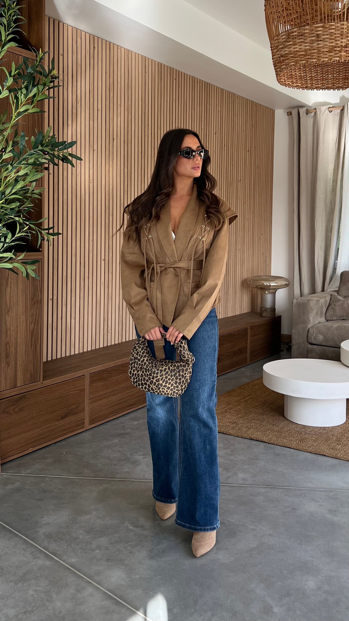 Veste kimono suédine