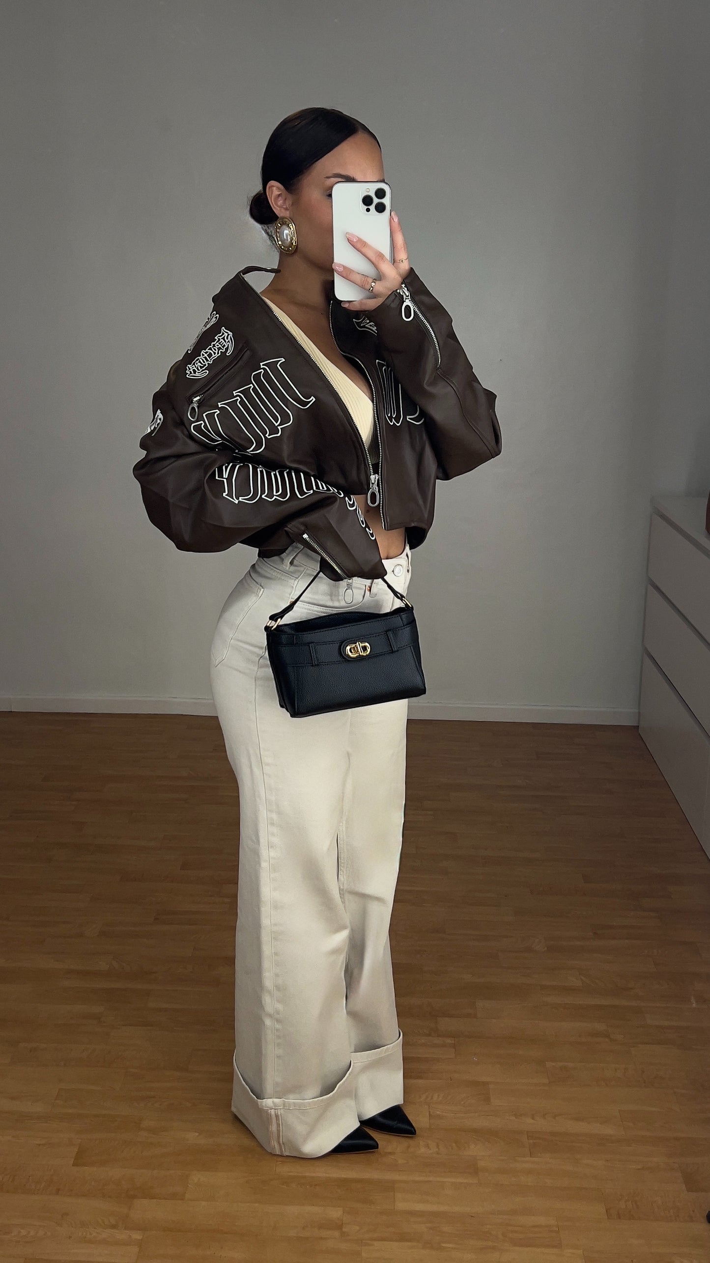 Veste moto loose - chocolat