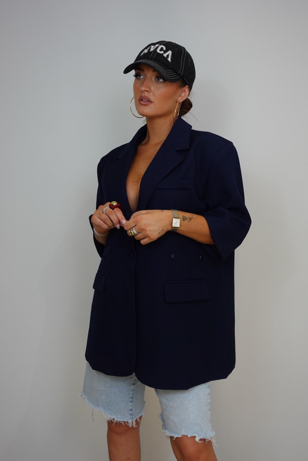 Blazer manches courtes loose - bleu marine