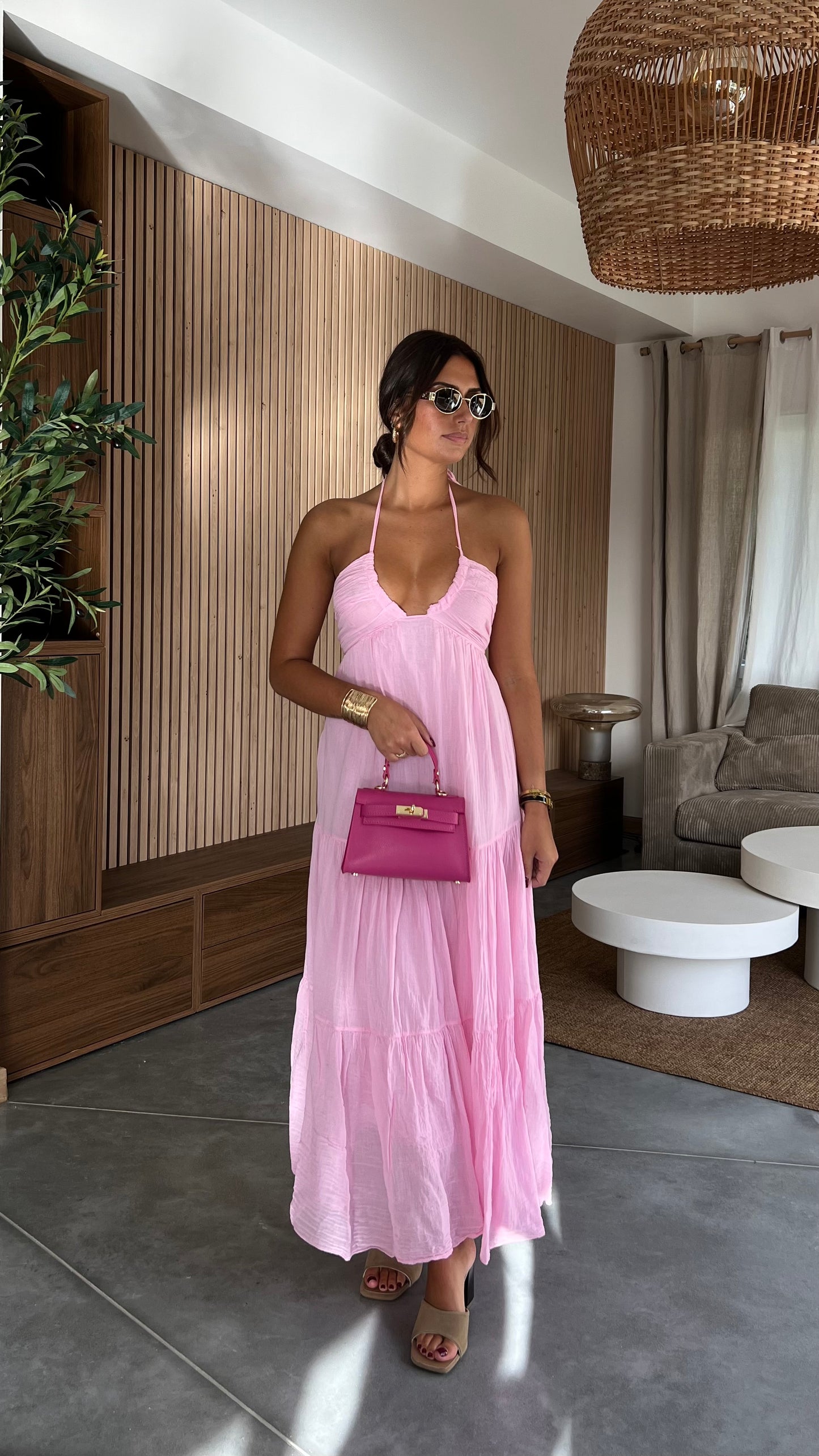 Robe croisée rose