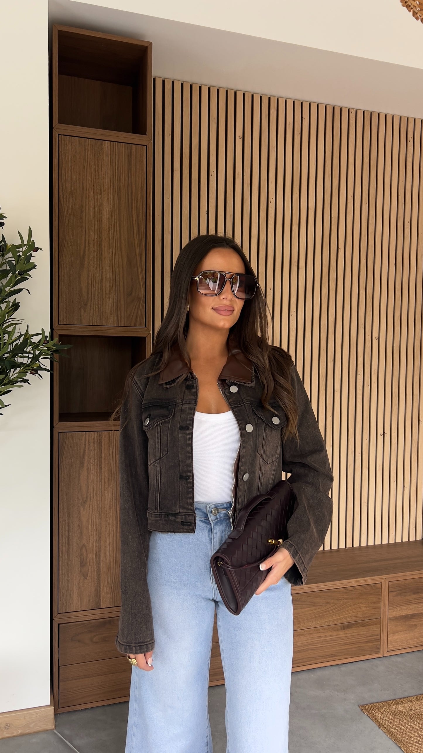 Veste en jean bi matière