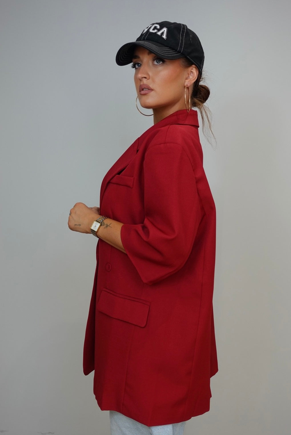 Blazer manches courtes loose - rouge