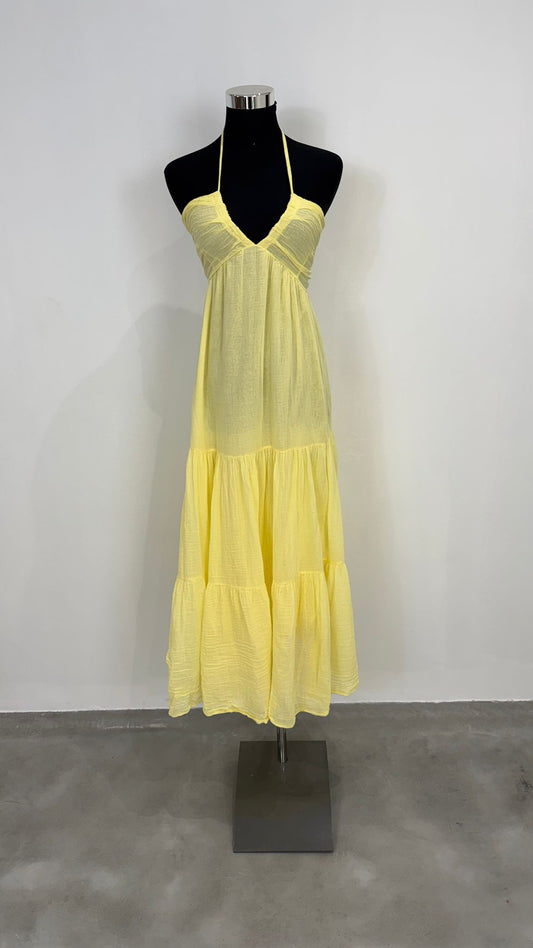 Robe croisée jaune