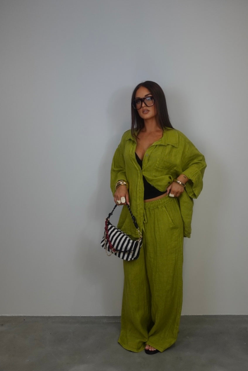 Ensemble en lin - vert olive