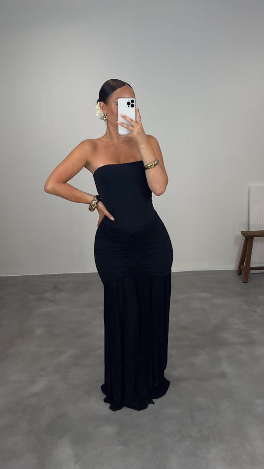 Robe longue voilages - noire