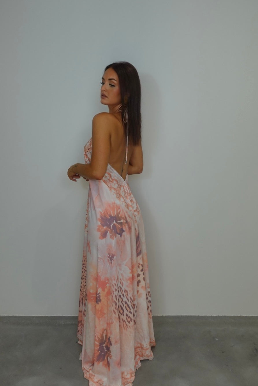Robe bohème dos nu - saumon