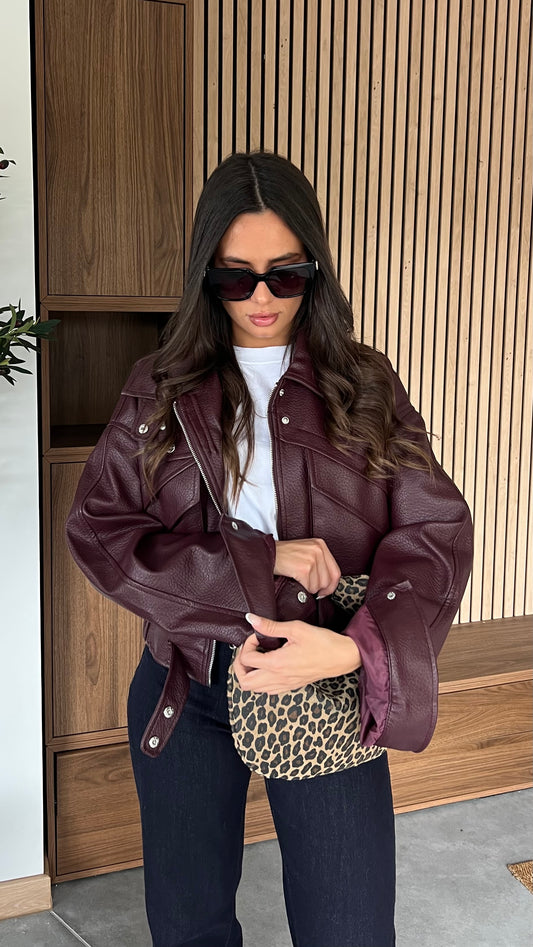 Veste similicuir - bordeaux