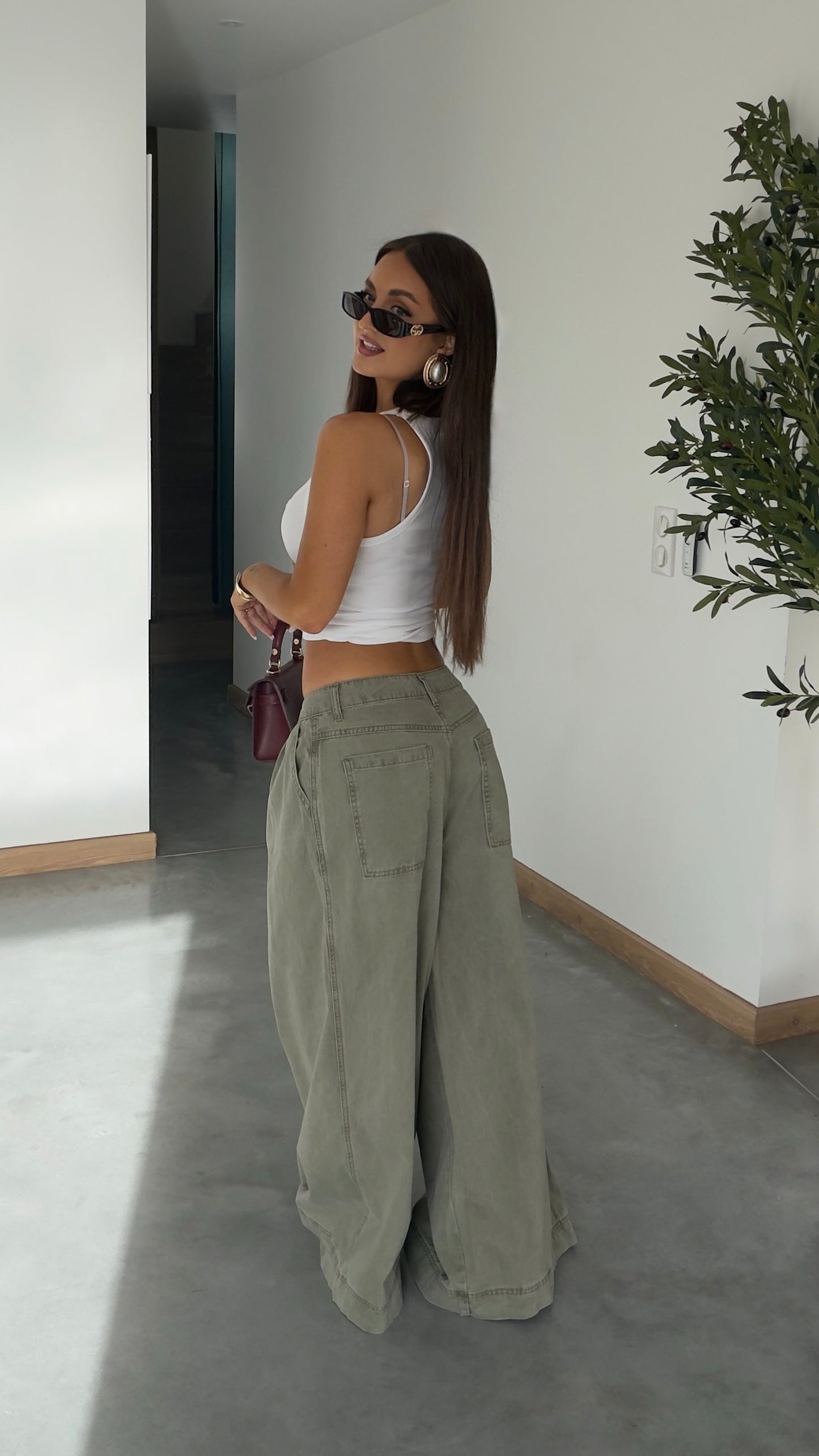 Jean loose taille basse - taupe