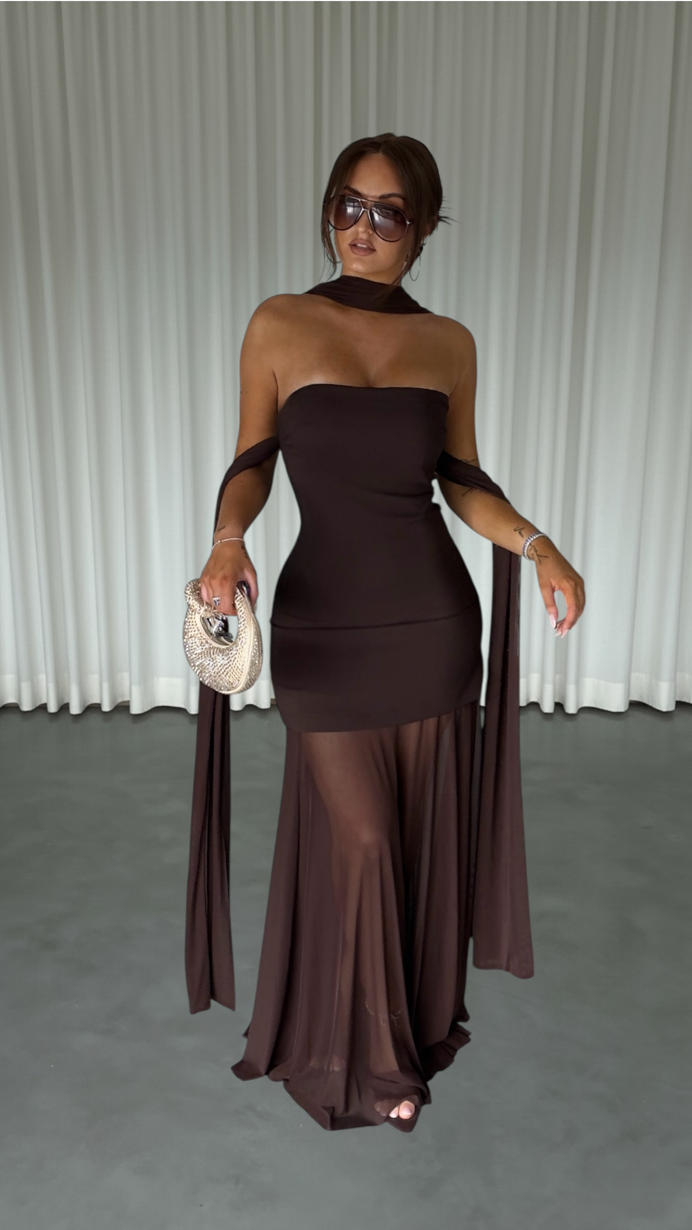 Robe bustier tulle - chocolat