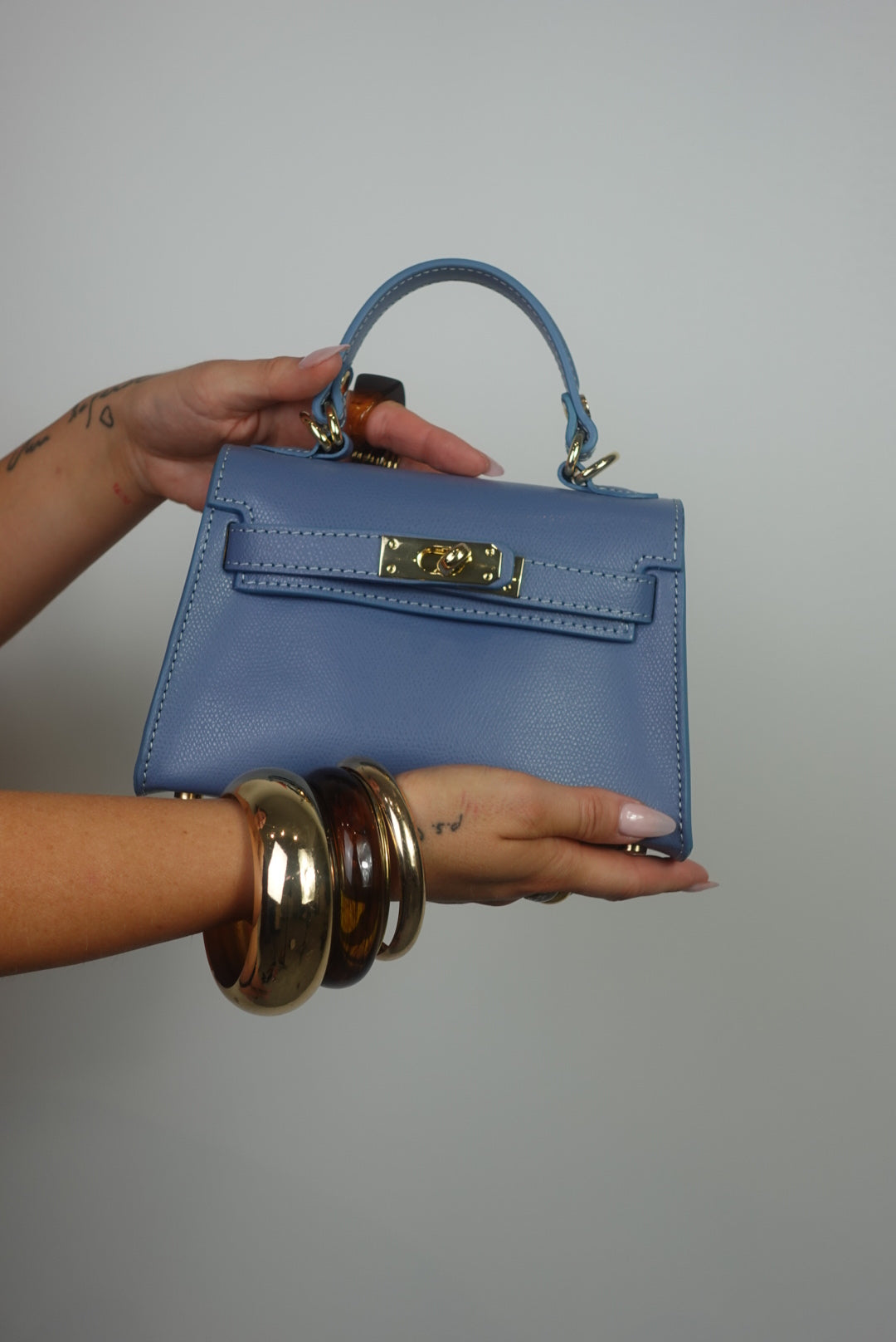 Sac en cuir H - bleu jean