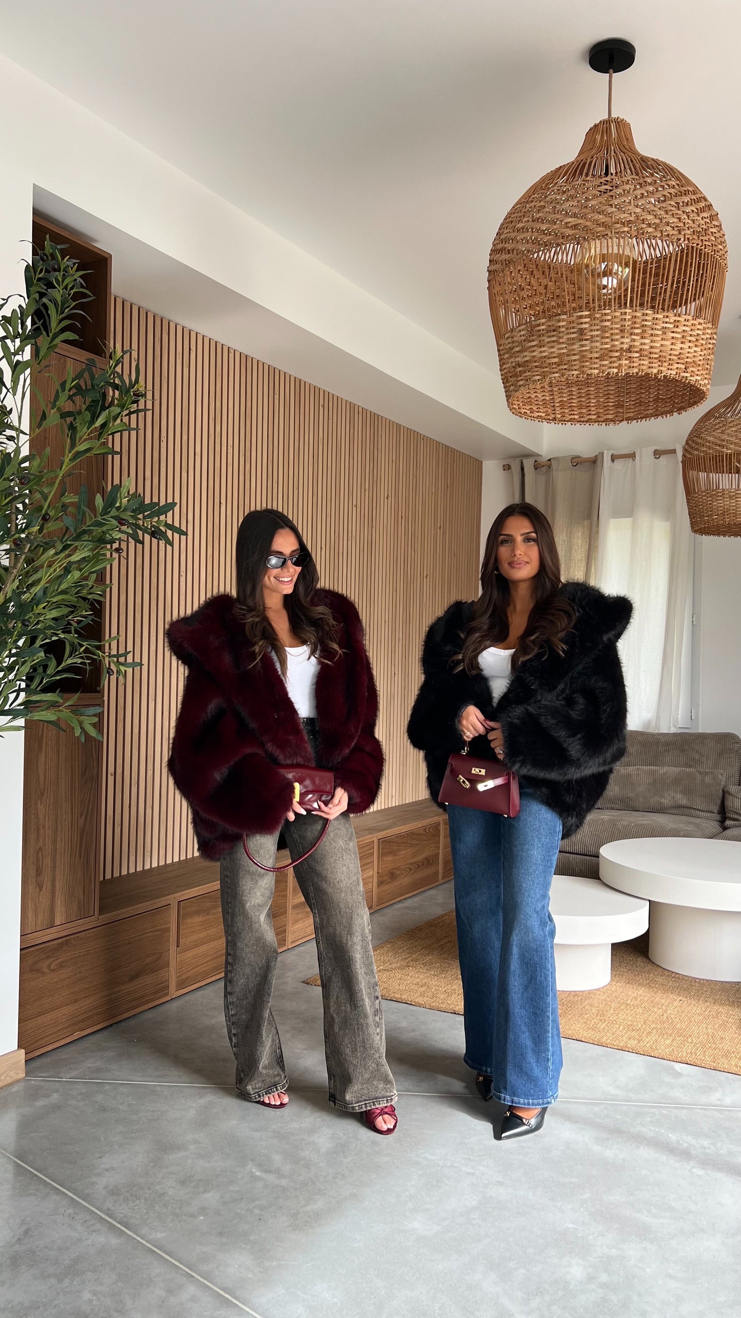 Fausse fourrure - bordeaux