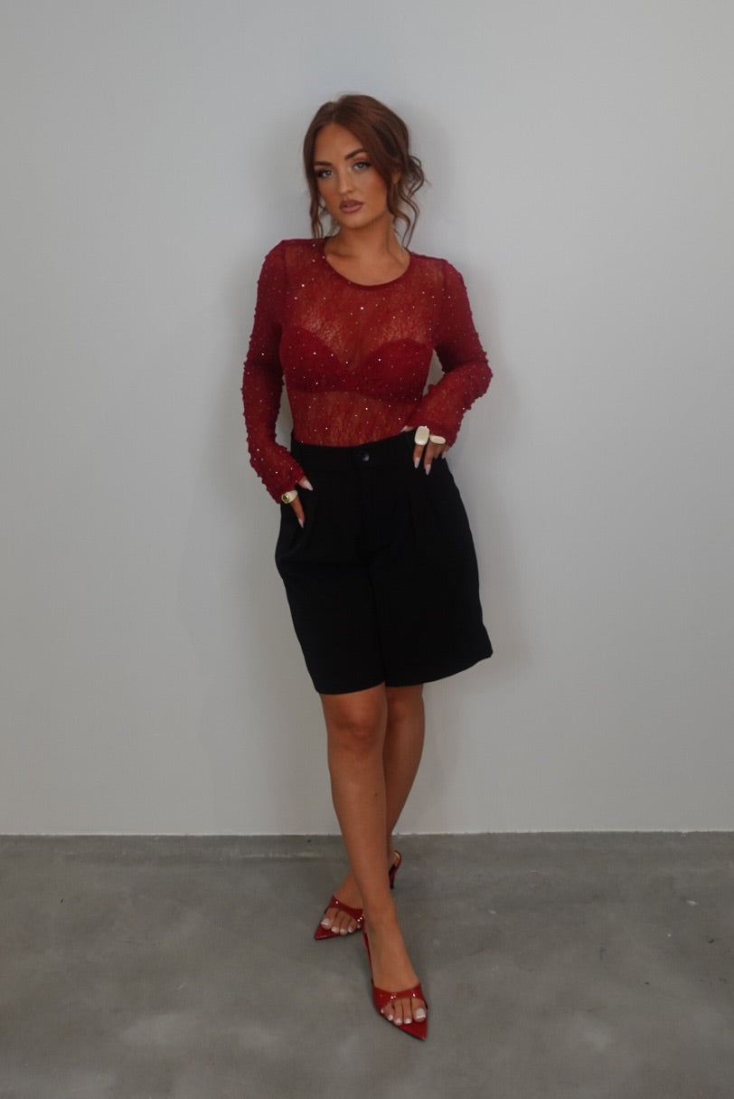 Body strass - rouge