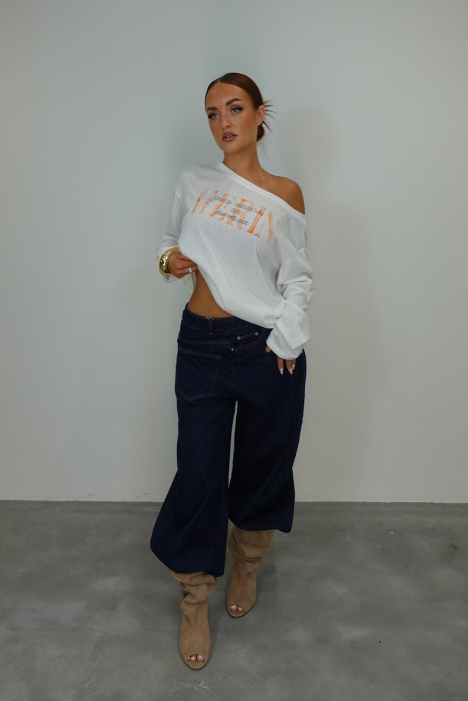 T-shirt loose manches longues - blanc