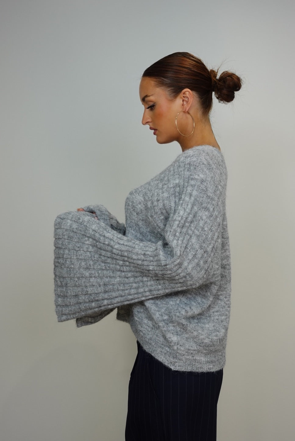 Pull manches évasées - gris
