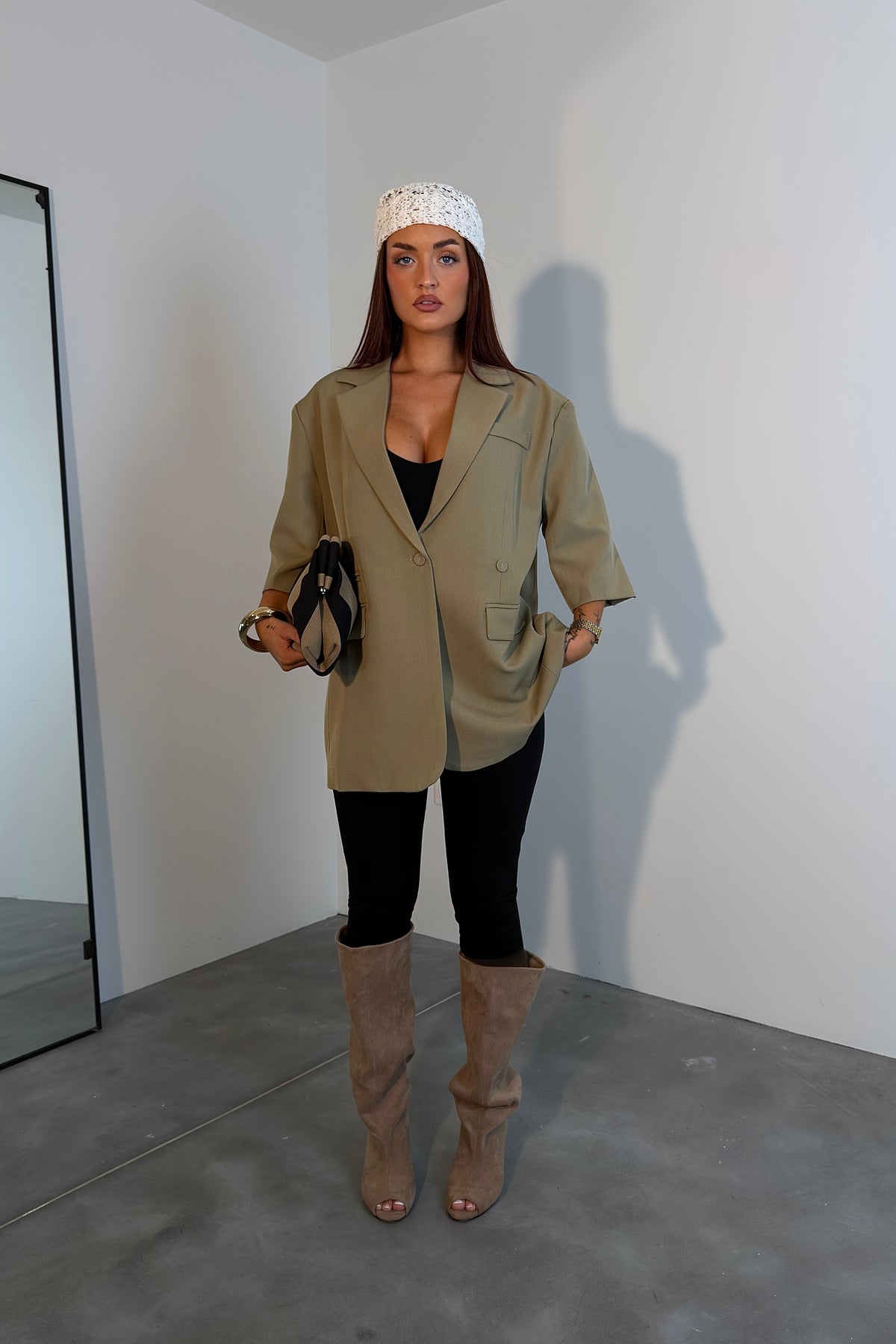 Blazer manches courtes loose - kaki