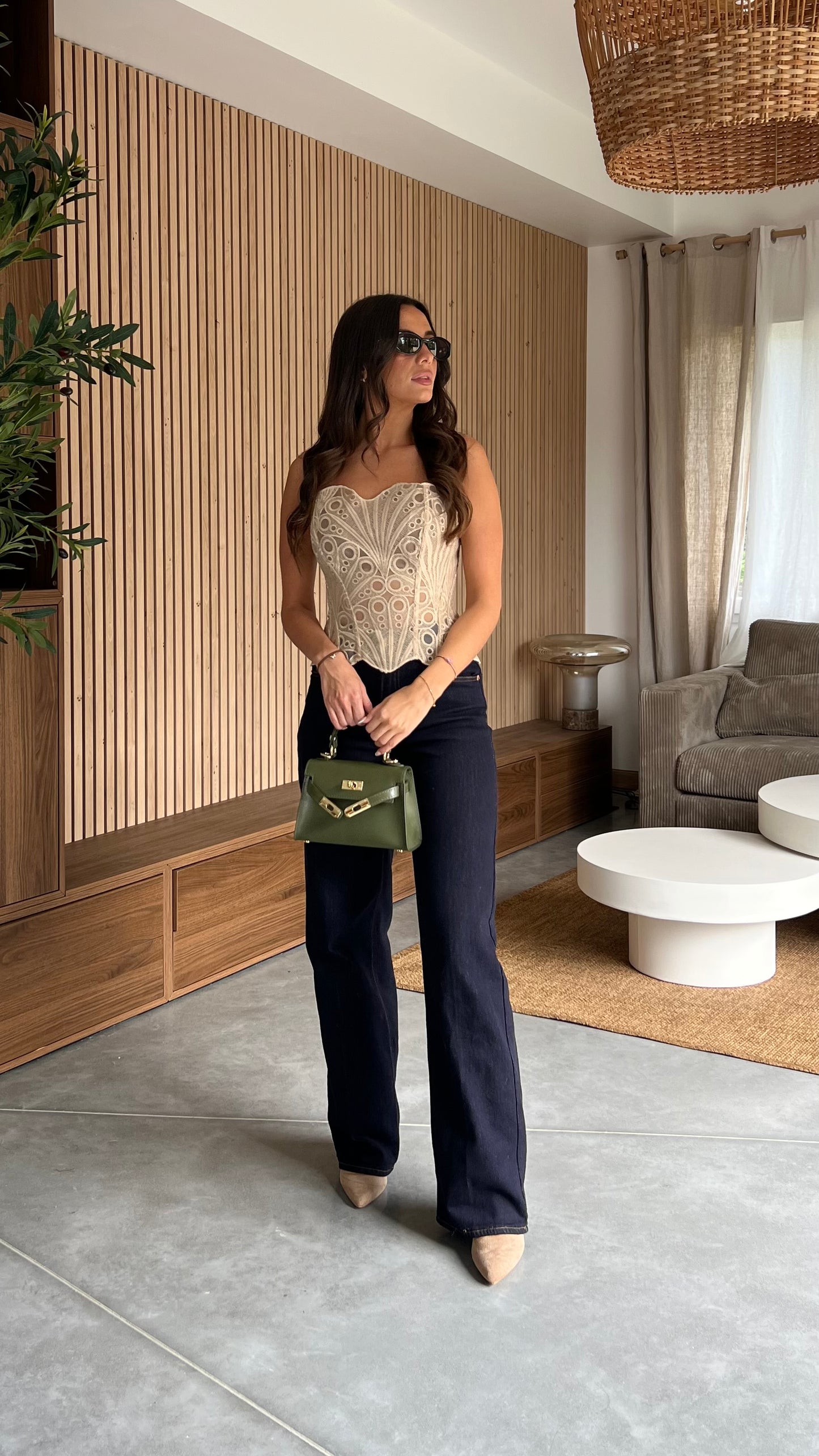 Corset en dentelle - beige