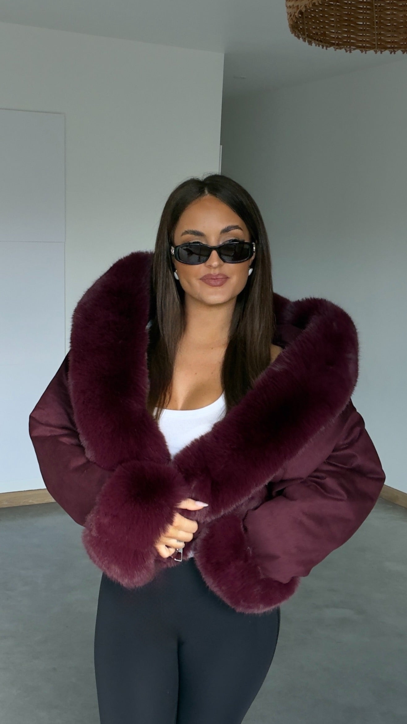 Manteau court bouffant - Bordeaux