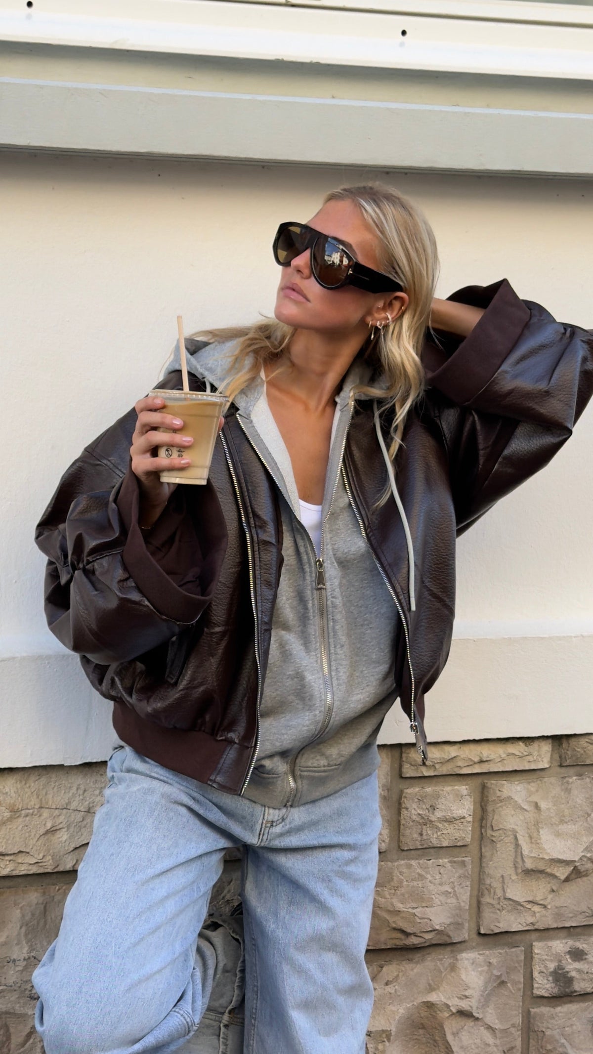 Veste sweat extra loose - chocolat foncé