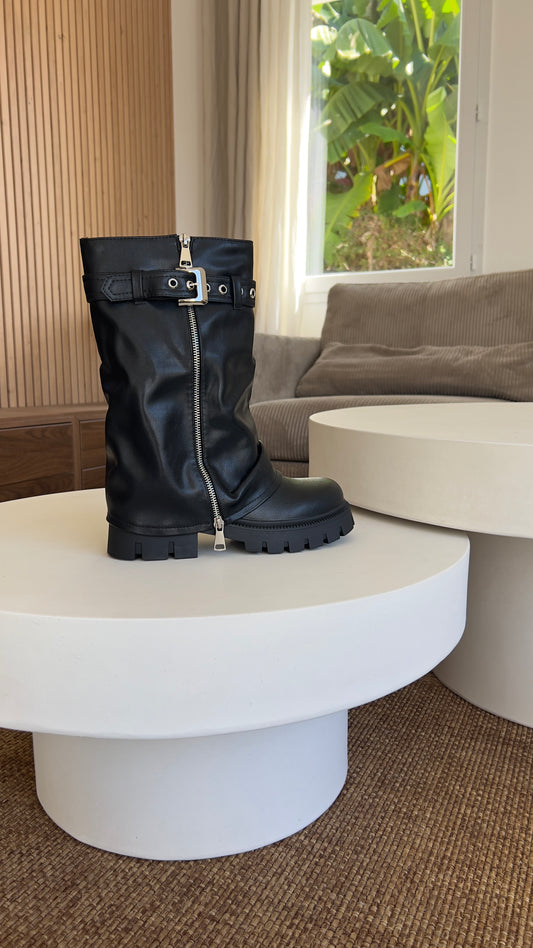 Bottines plissées - noires