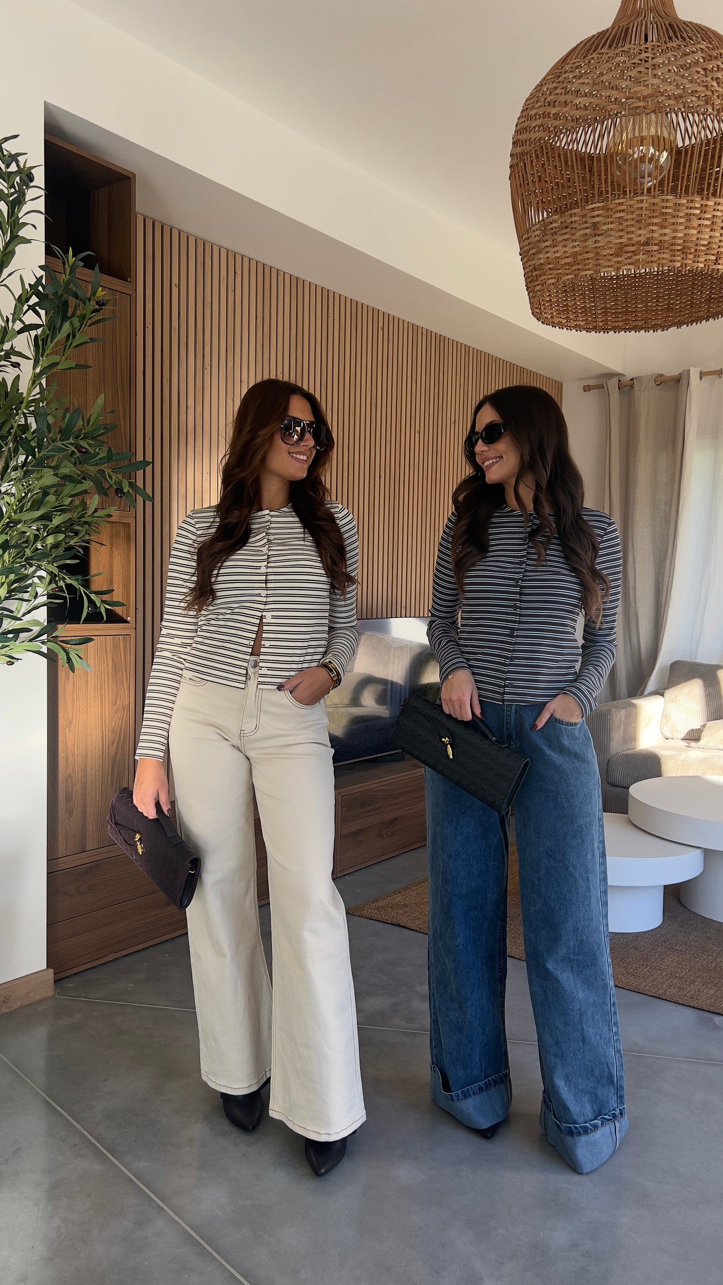 Gilet rayures - crème