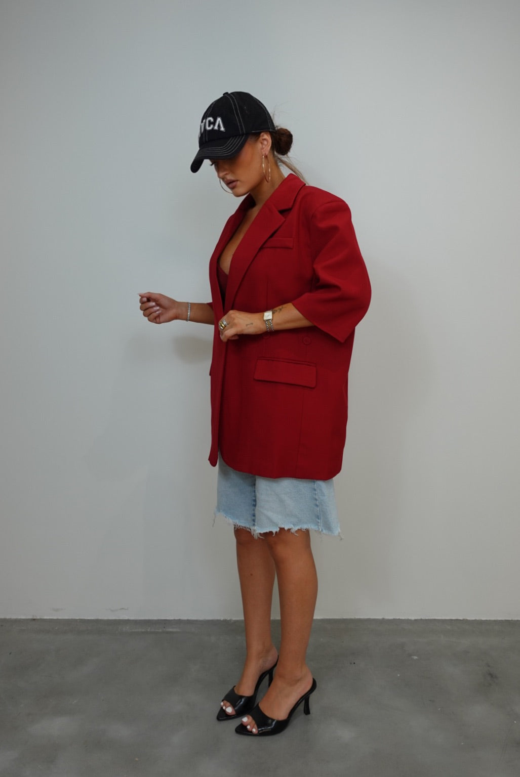 Blazer manches courtes loose - rouge