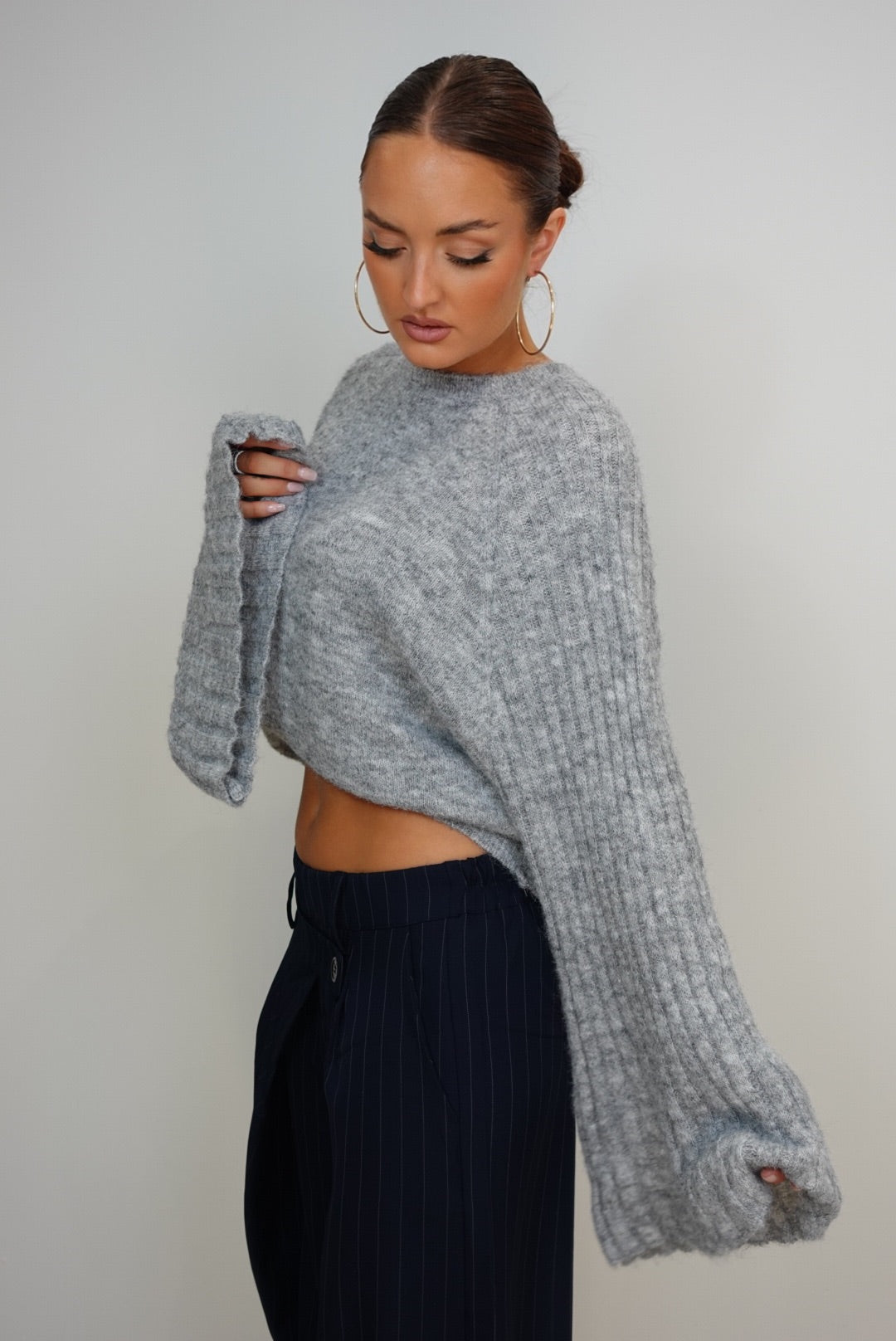 Pull manches évasées - gris