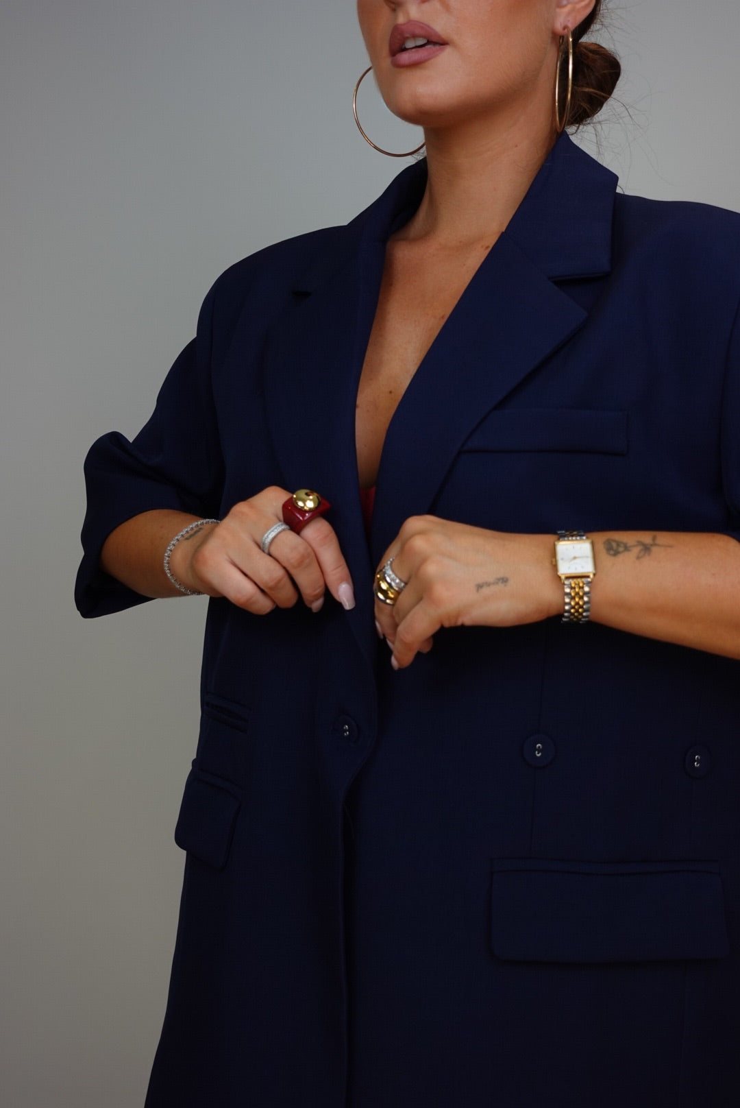 Blazer manches courtes loose - bleu marine