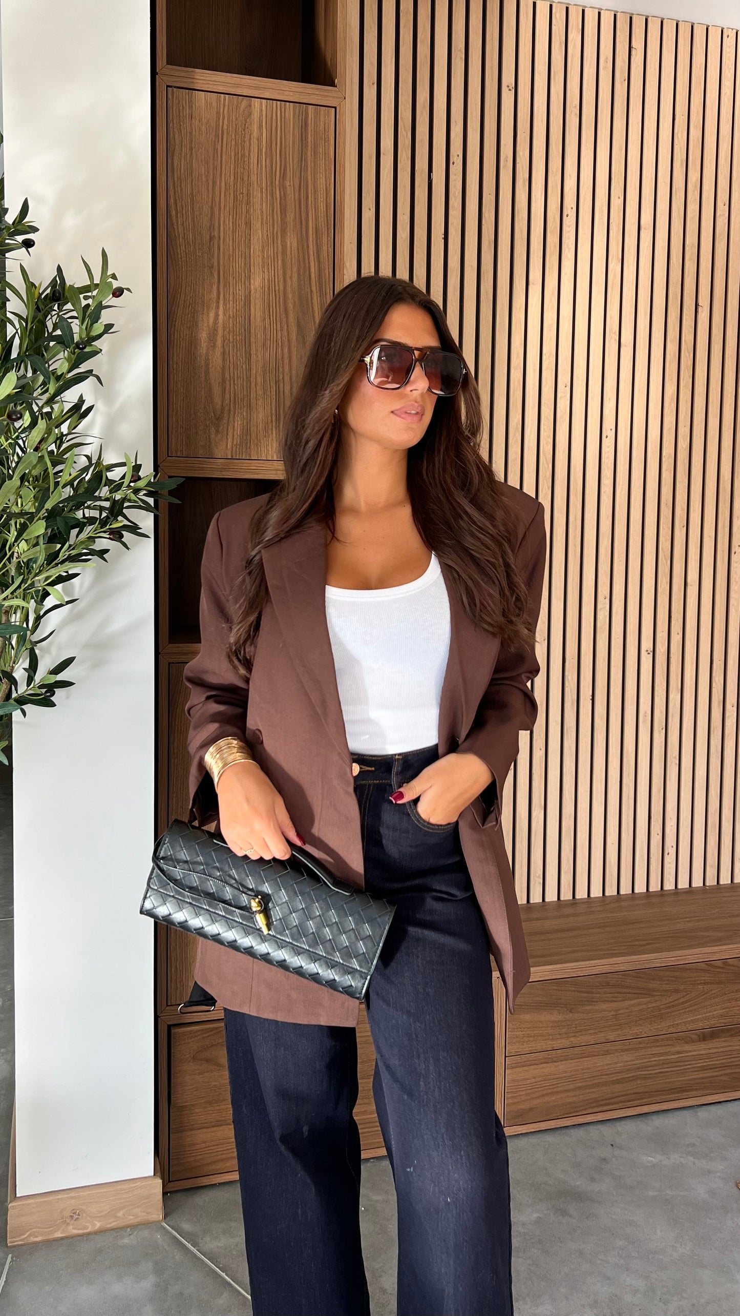 Blazer oversize droit - chocolat