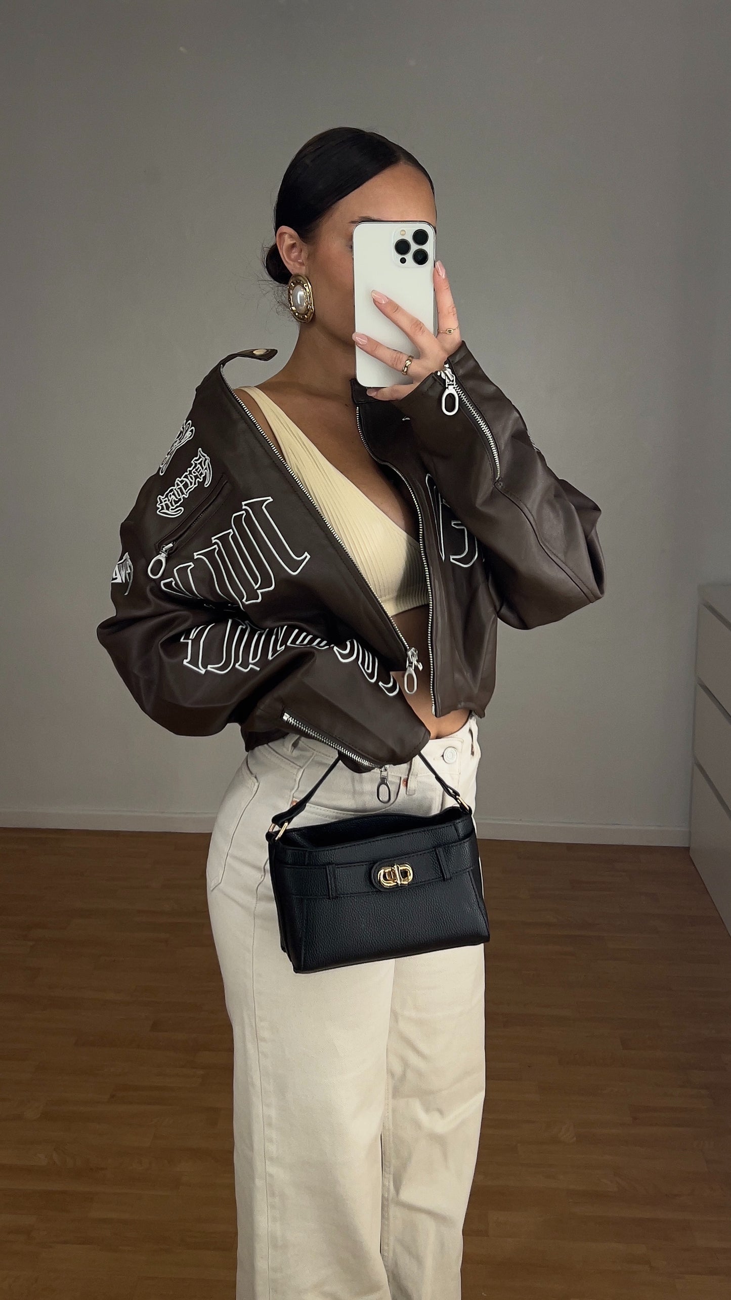Veste moto loose - chocolat