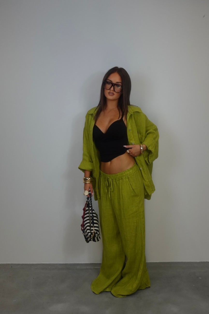 Ensemble en lin - vert olive