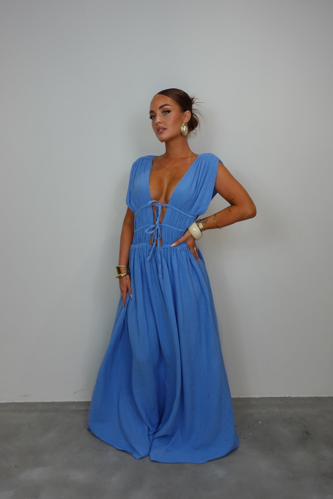 Robe gaze de coton - bleu ciel