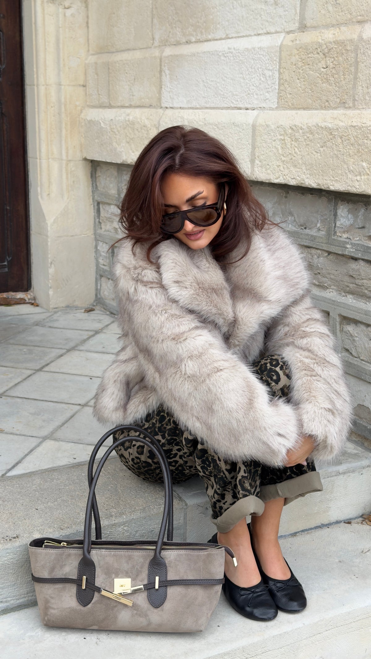 Fausse fourrure courte  - taupe